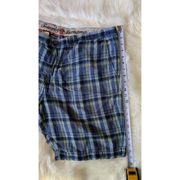 Tommy Bahama Men’s Plaid Shorts Size 40 Blue Green Linen Blend Casual Summer - Picture 10 of 10